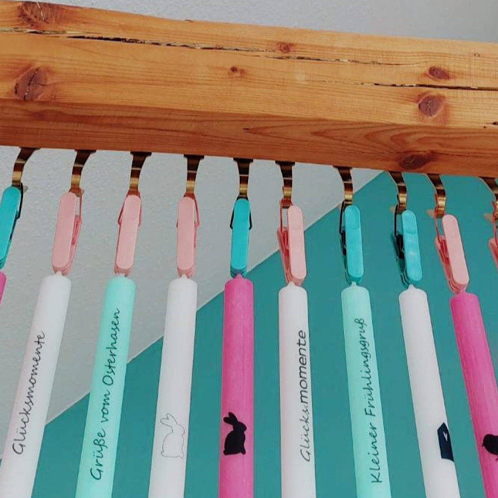 Stabkerze schwarzer kleiner Vogel - pink