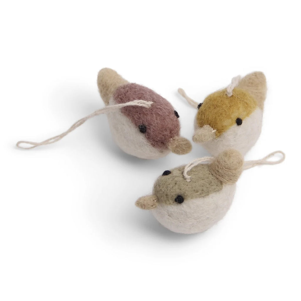 Mini Filz-Vögelchen, Filz-Anhänger - 3er Set