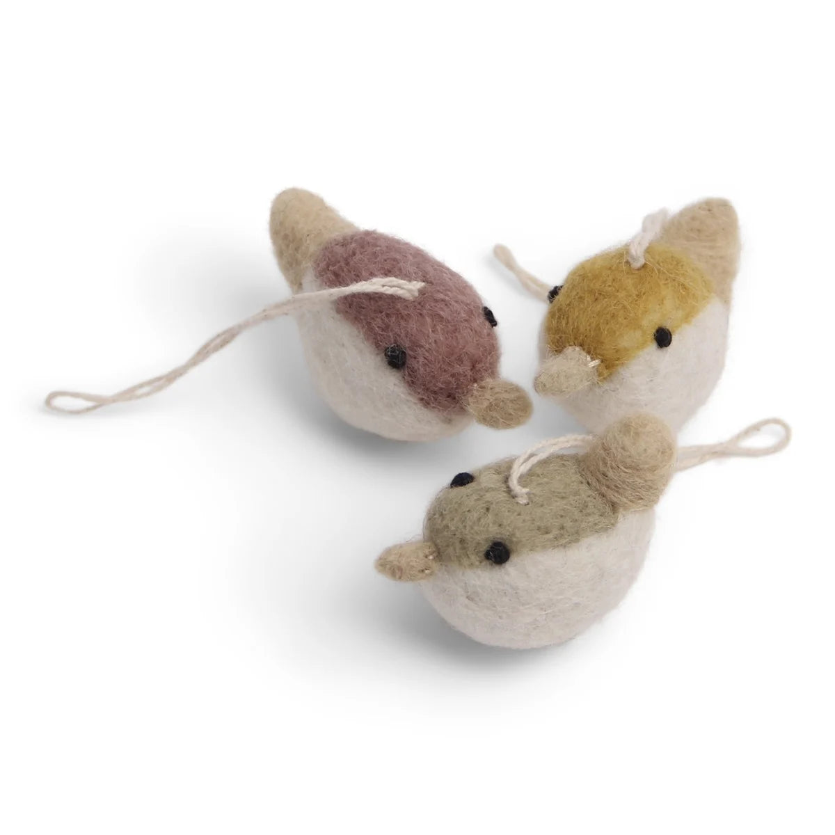 Mini Filz-Vögelchen, Filz-Anhänger - 3er Set