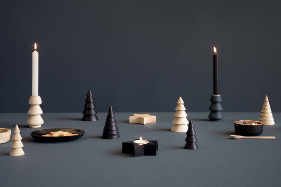 Tannenbaum Holz, Rillen dunkelbraun - 11cm