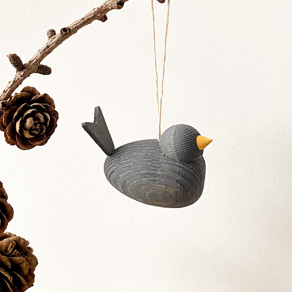 Holzvogel zum aufängen, klein - grau