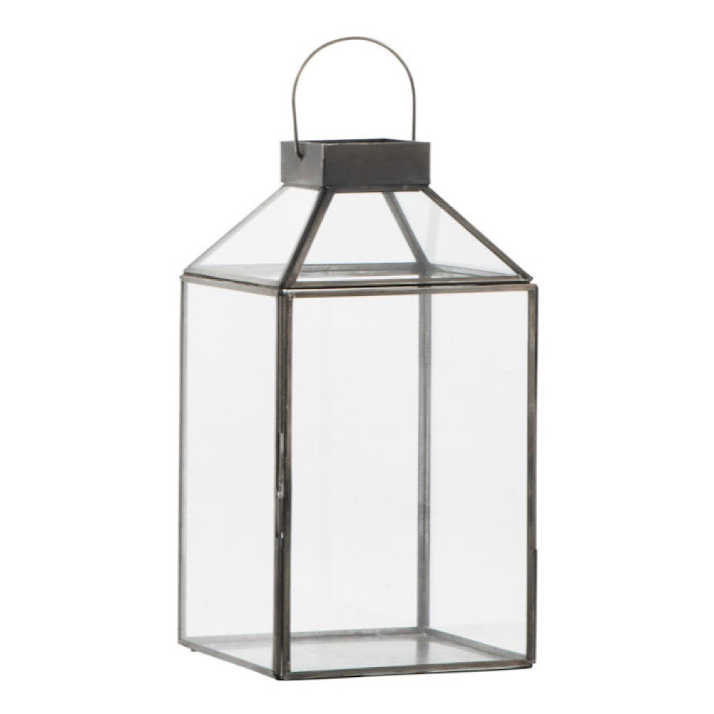 Laterne Norr mit schrägem Glastop, schwarz - H 30cm