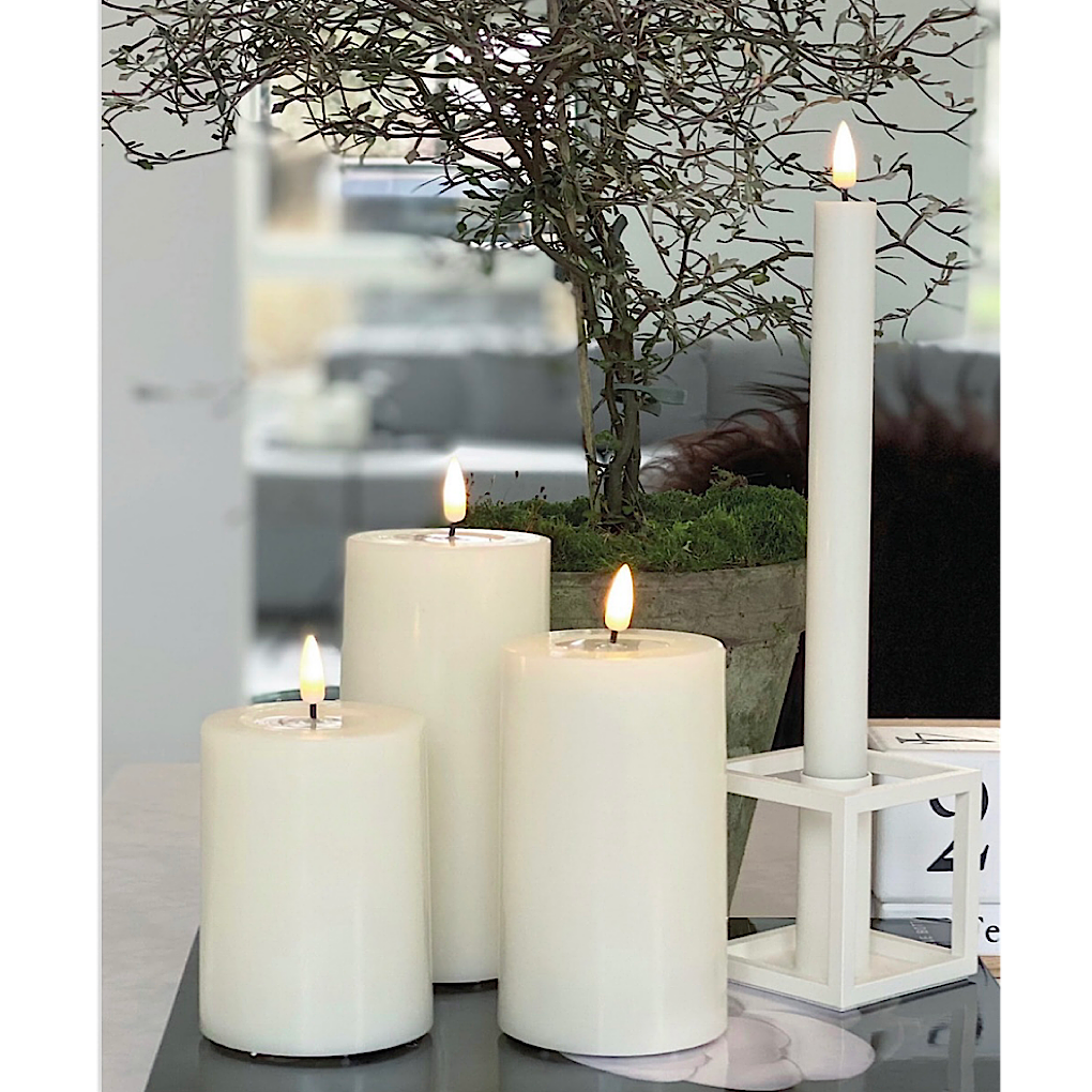 LED Stumpenkerze weiß Deluxe Homeart - Ø7,5 X H 10 cm