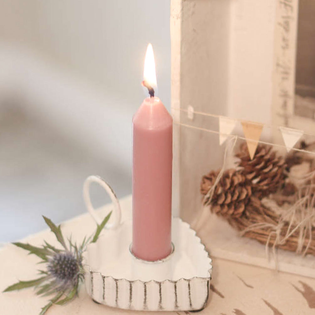 Kerzenhalter Herz weiß für Stabkerze