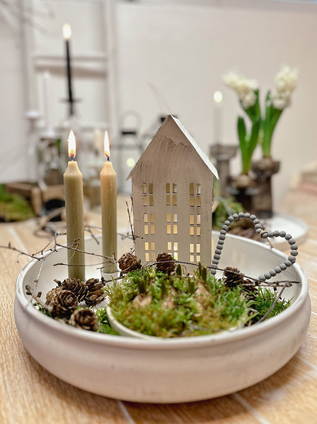 Runde Schale/ Tablett Dekoschale, weiß antik -  Ø 32cm