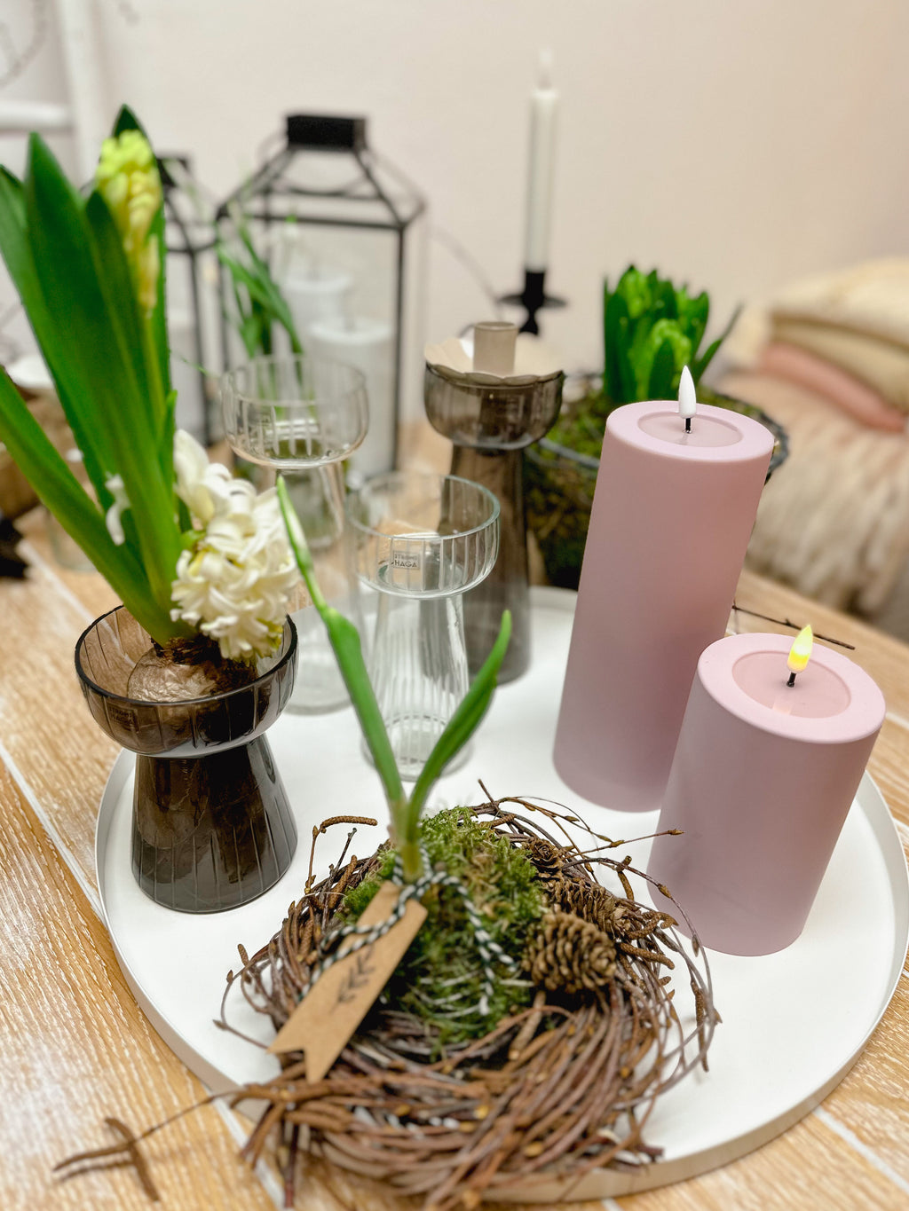 Staubiges Rosa LED Outdoorkerze/ Stumpenkerze Deluxe Homeart - Ø7,5 X H 20 cm