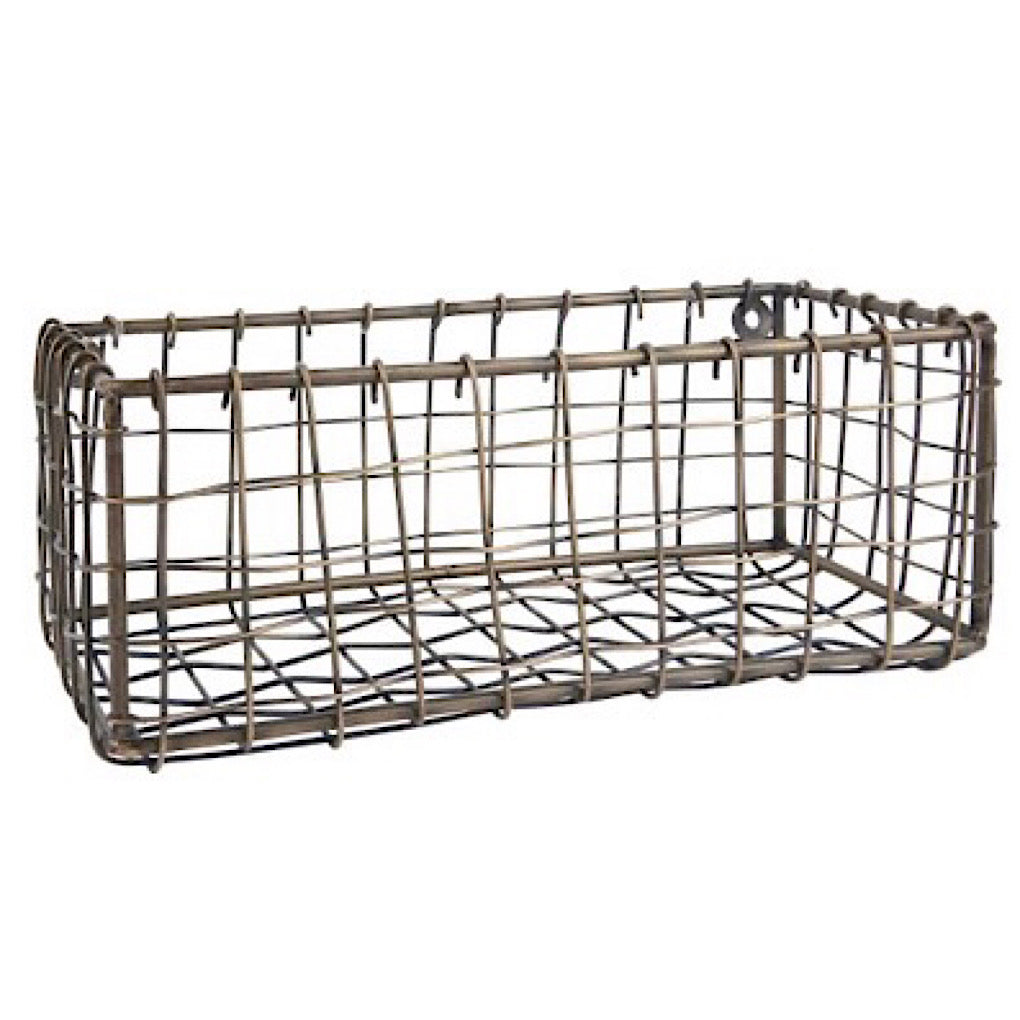 Korb/ Wandkorb länglich Draht - golden