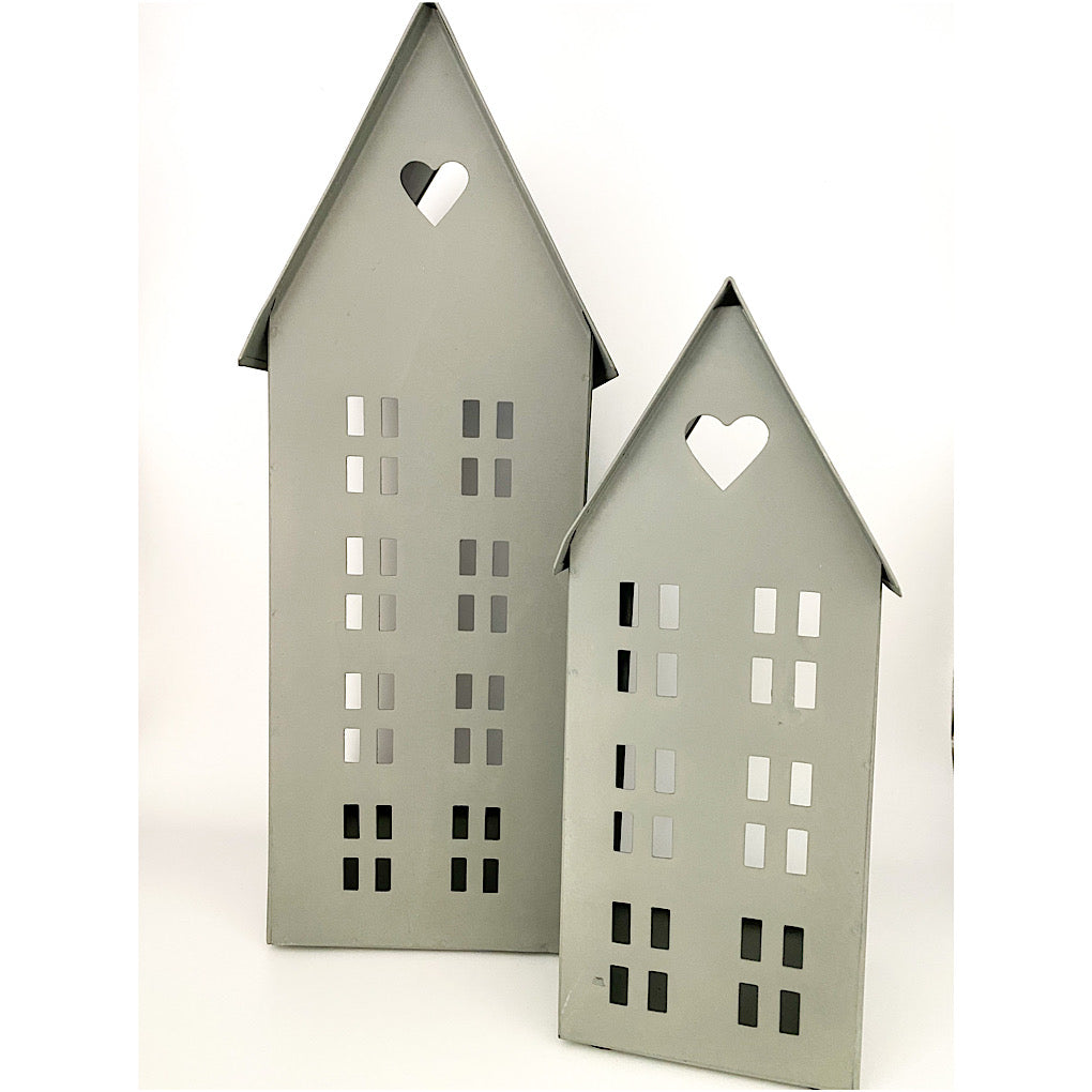 2er Set Zinkhaus/ Lichthaus mit Herz - Zink