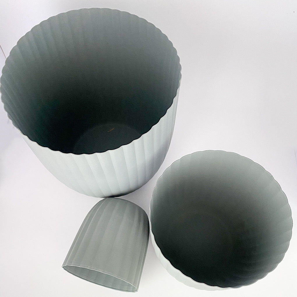 Pflanztöpfe/ Übertopf Rillen Zink - 3 Größen