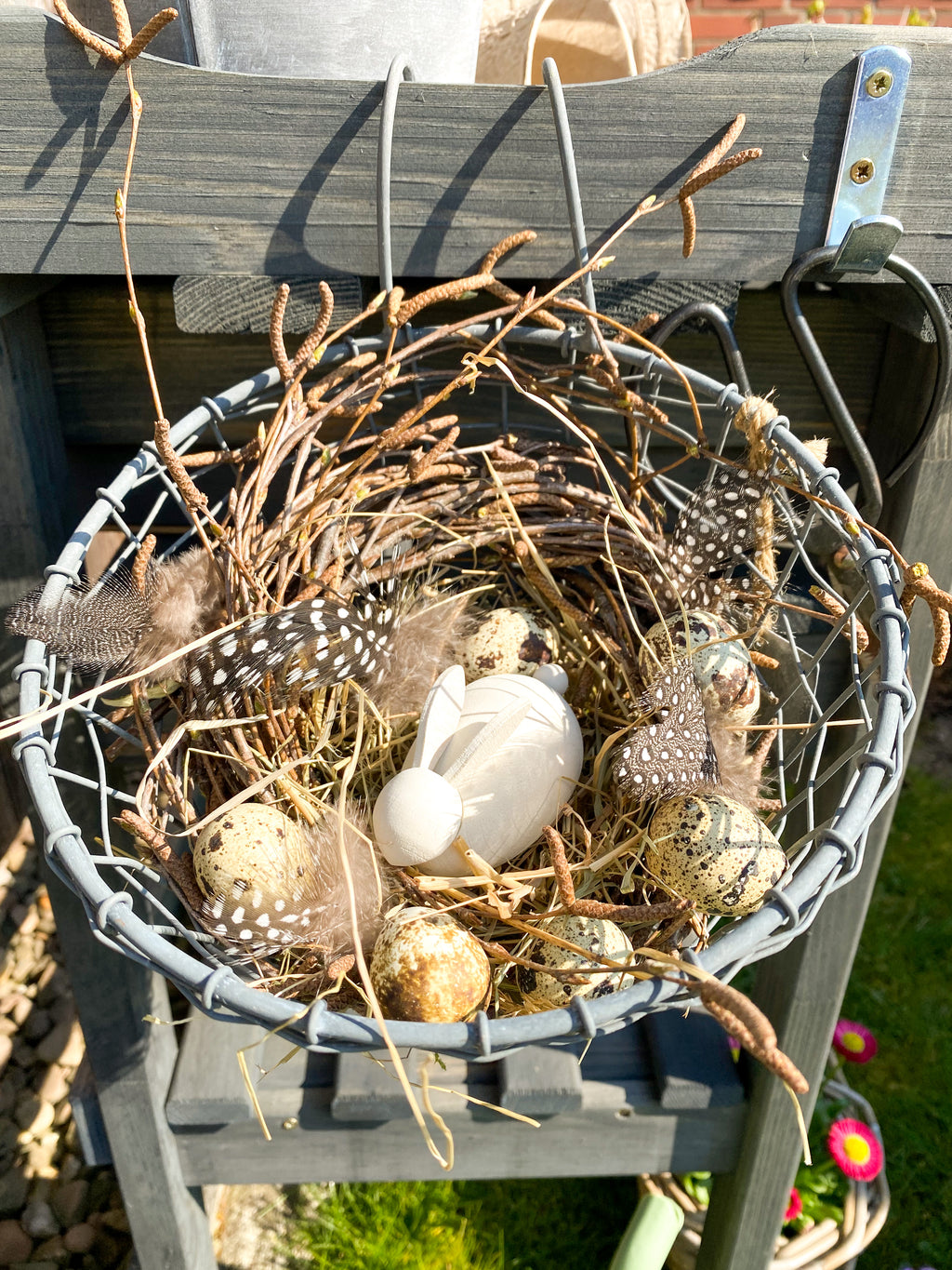 Holzhase/ Hase liegend  - weiß