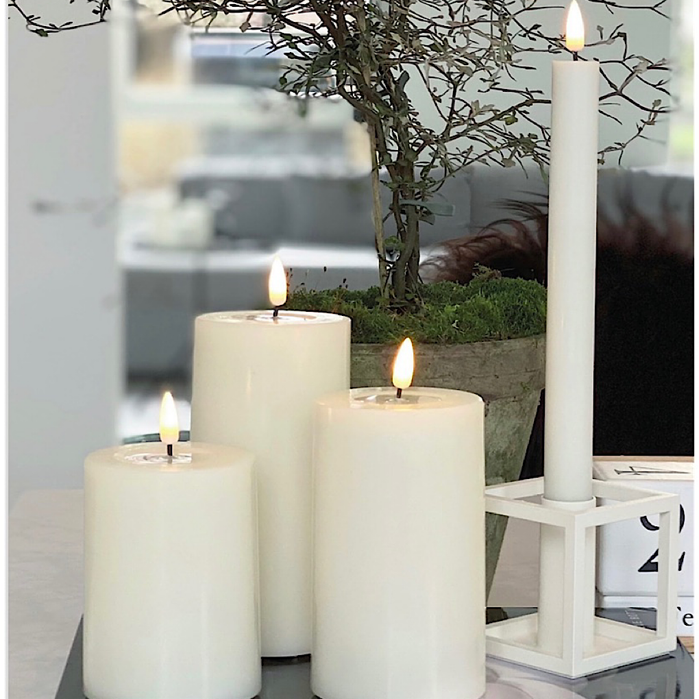 LED Stumpenkerze weiß Deluxe Homeart - Ø10 X H 15 cm