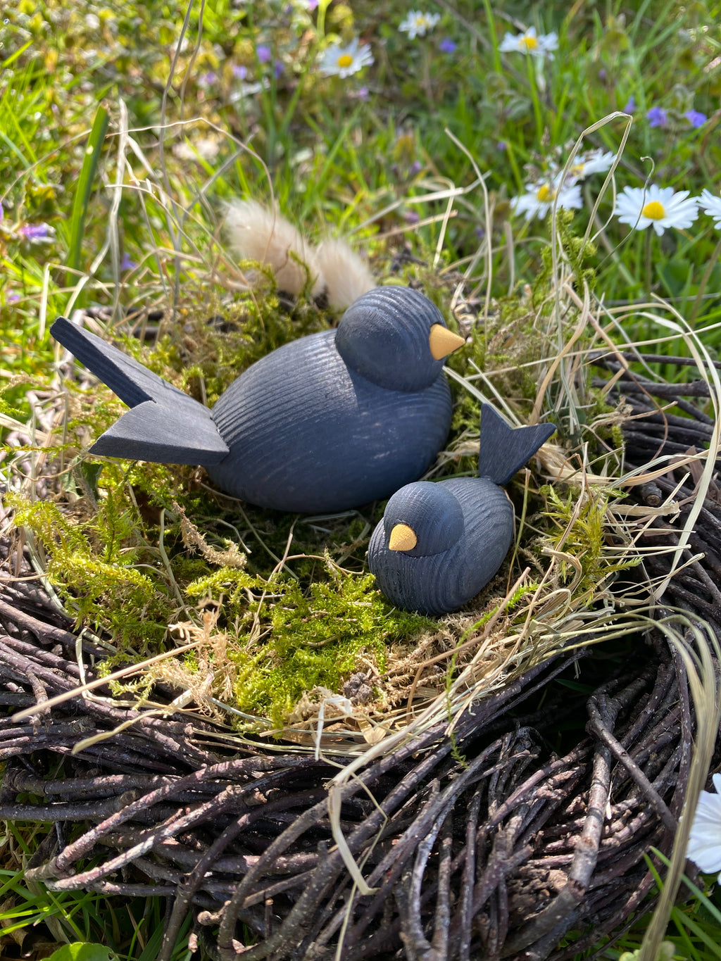 Deko Holzvogel groß - grau