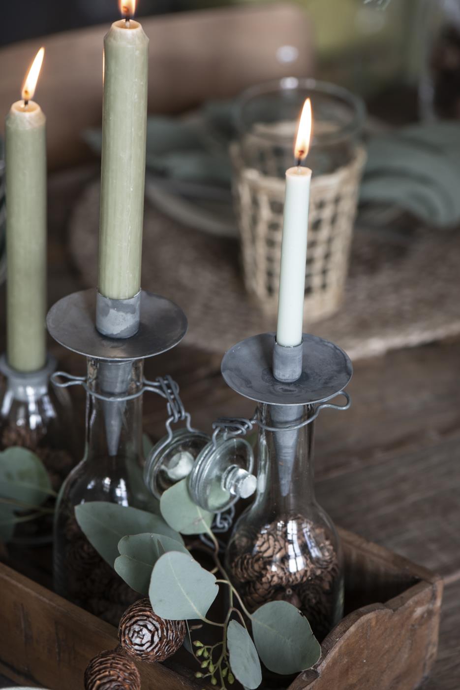 Pencil Kerze/ dünne Stabkerze, staubig grün - Ø:1,3 H:20 cm