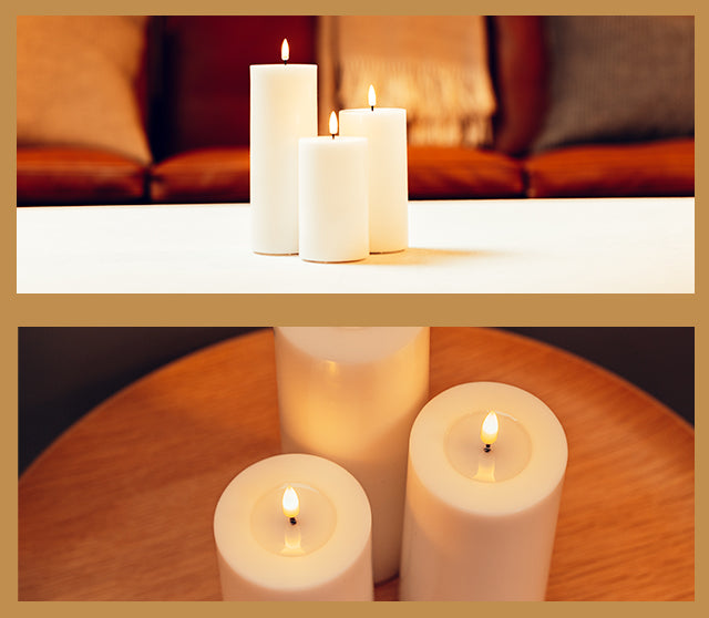 LED Stumpenkerze weiß Deluxe Homeart - Ø7,5 X H 12,5 cm