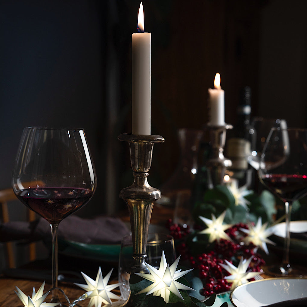 LED Sternenkette/ Babysternenkette 18 Zacken, weiß, 3 Sterne  Ø 8cm mit Batteriefach und Timer