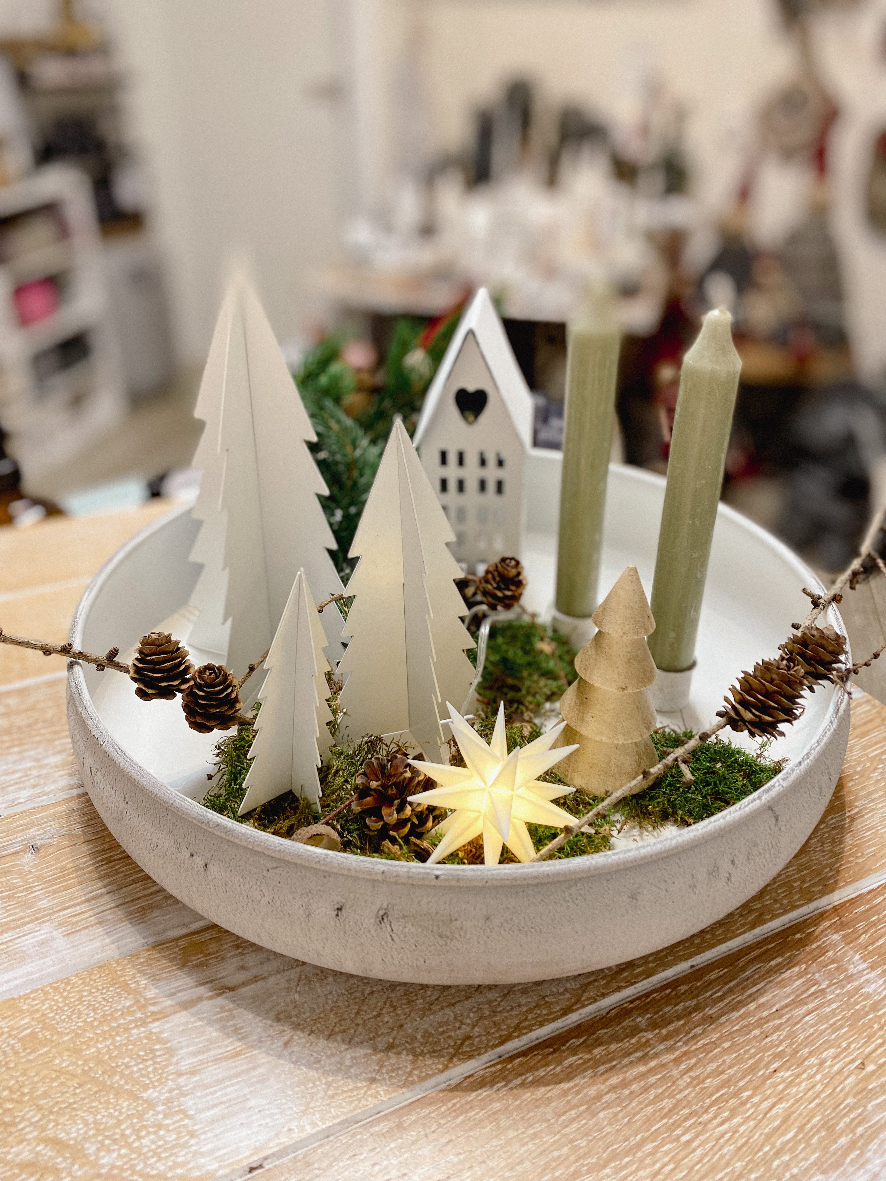 Runde Schale/ Tablett Dekoschale, weiß antik -  Ø 32cm