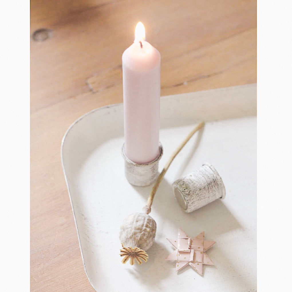 Kerzenhalter, magnetisch für Stabkerzen - weiß antik